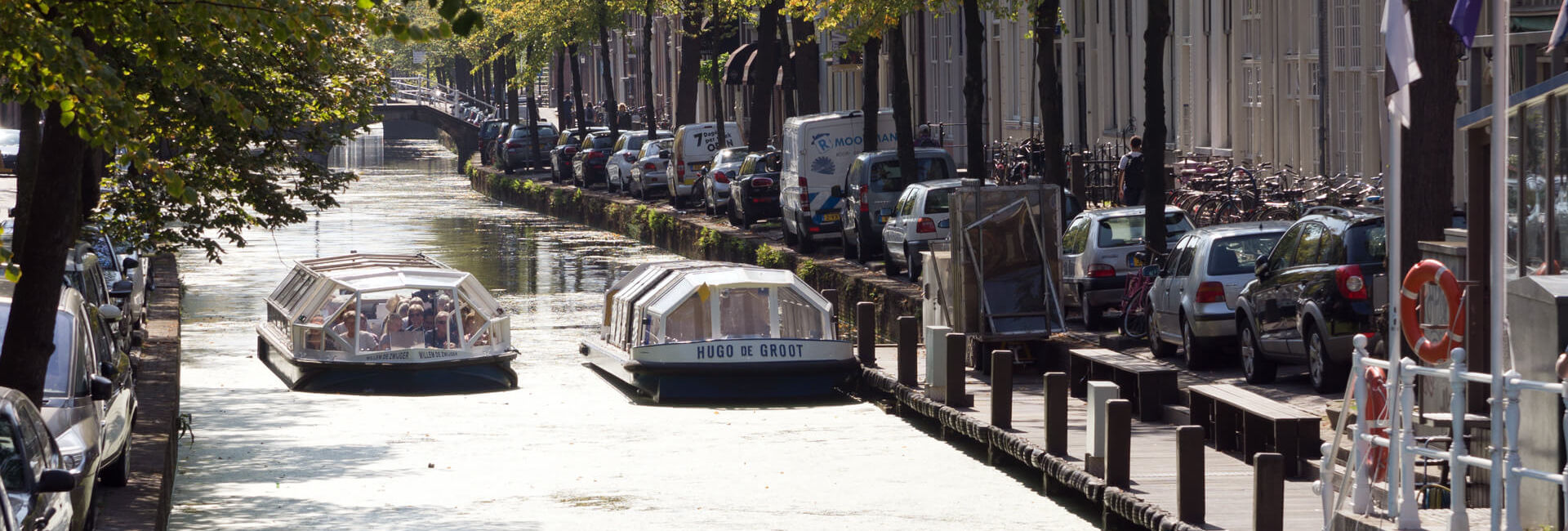 Canal Boats in the canals of Delft